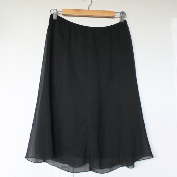 SOLD / 90s Rare Vintage Iz Byer California Whimsy Black Midi Skirt Small - Picture 3 of 8